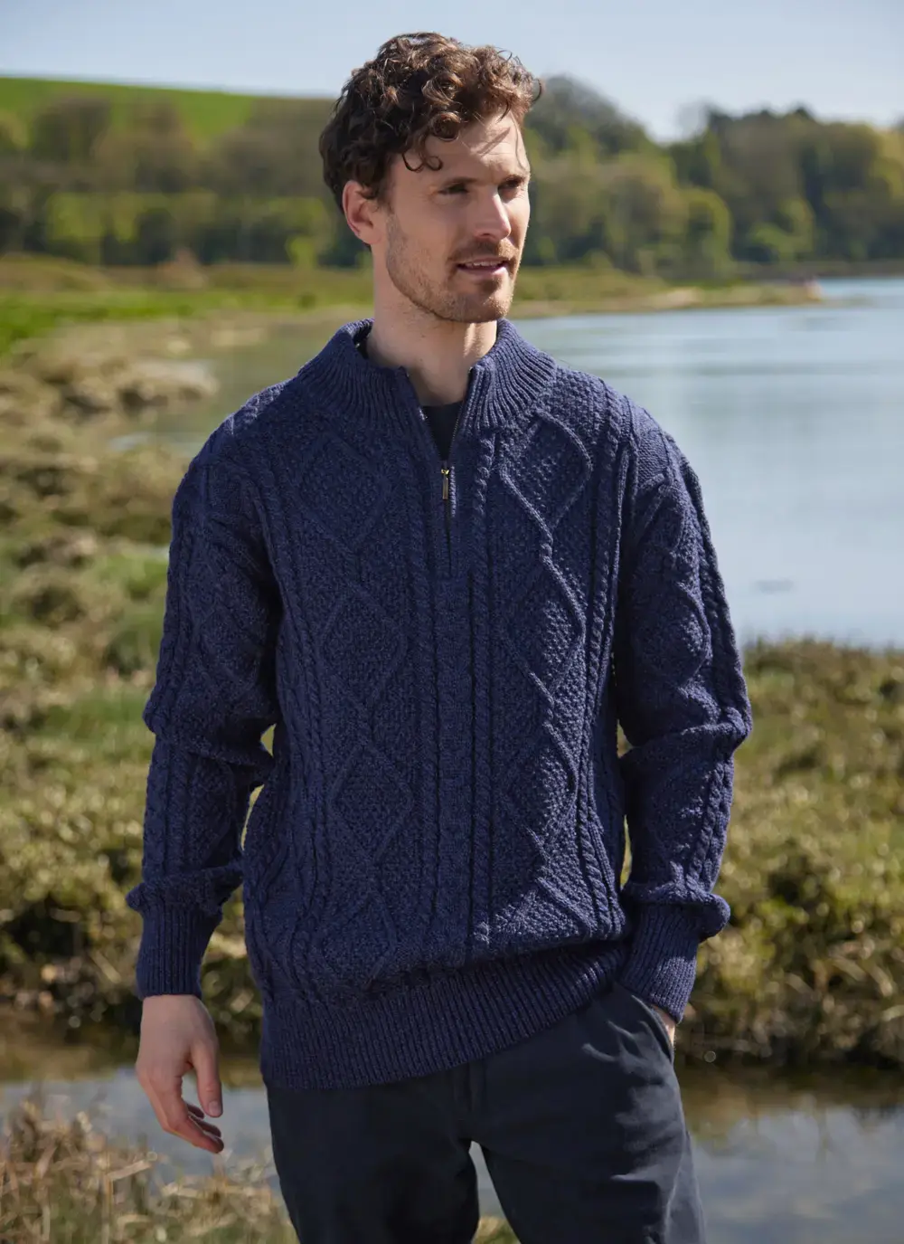 Inishmore Half Zip Aran Sweater